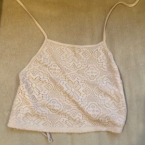 Crocheted cream tie/crop top